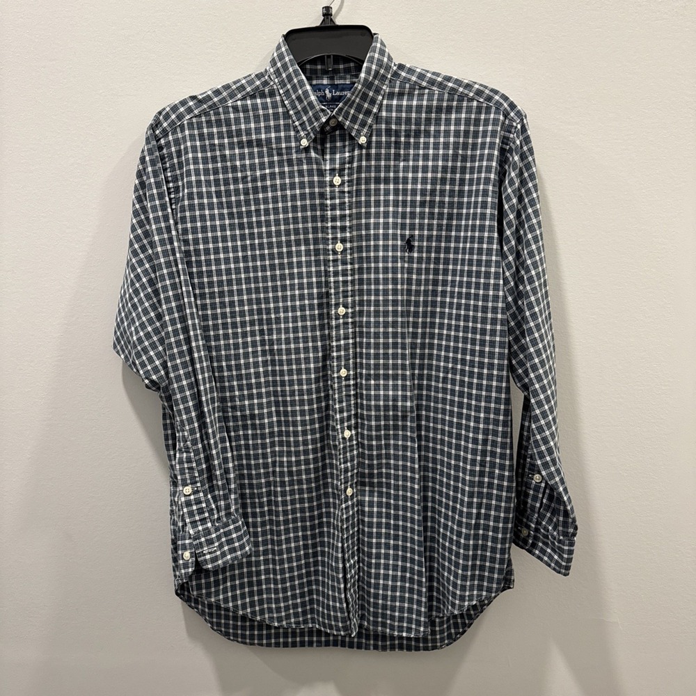 Ralph Lauren Blake 100% Cotton Sz Med Blue Plaid